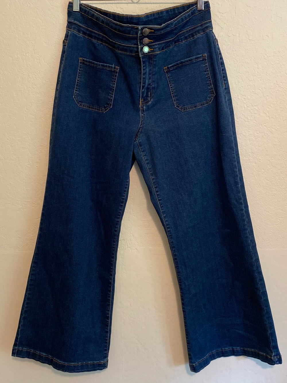 Roswear Brand High-Rise Wide Leg Stretch Jeans in Dark Indigo Women’s XL